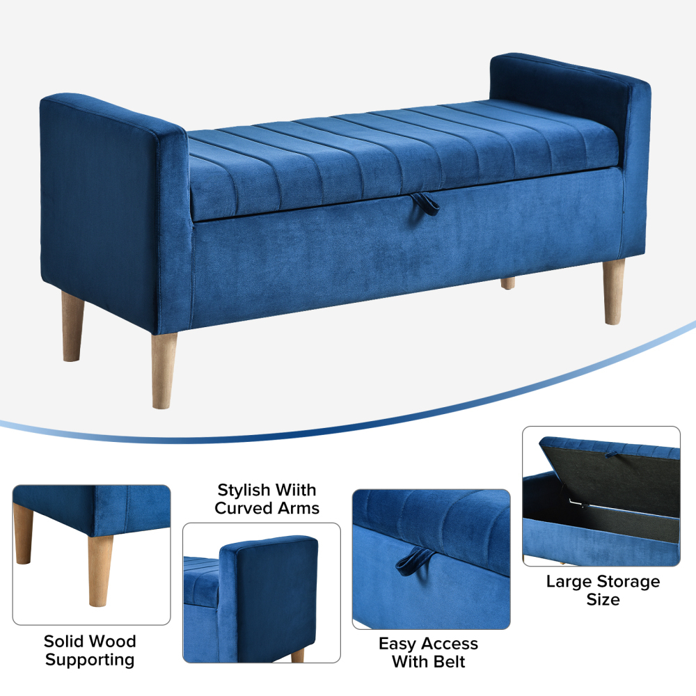 48'' Storage Ottoman Bench, Bench with Storage, for Entryway, Bedroom, Living Room