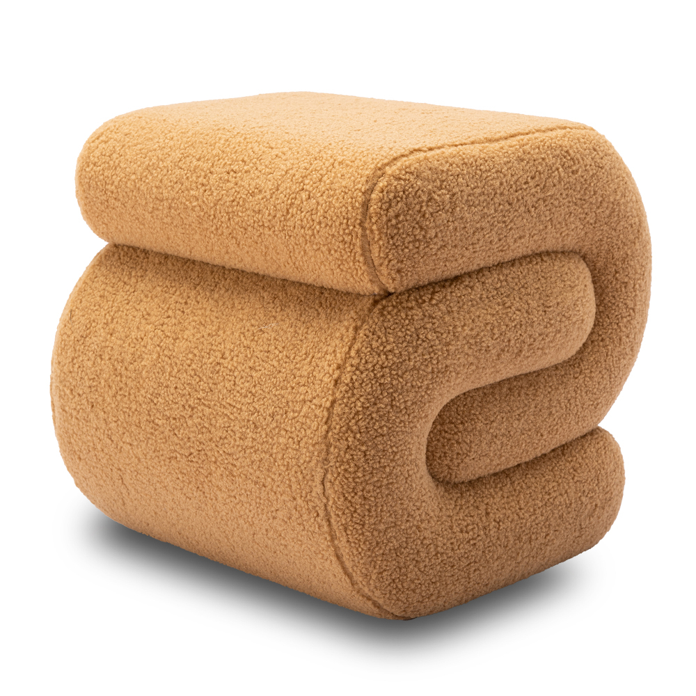 S-Shape Velvet Ottoman, Vanity Stool Upholstered Footrest Ottoman Stool Dressing Chair Makeup Rest Stool Chair for Makeup, Living Room, Bedroom