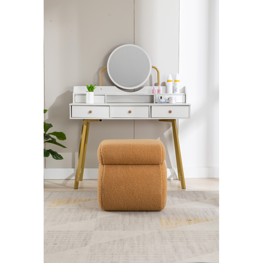 S-Shape Velvet Ottoman, Vanity Stool Upholstered Footrest Ottoman Stool Dressing Chair Makeup Rest Stool Chair for Makeup, Living Room, Bedroom