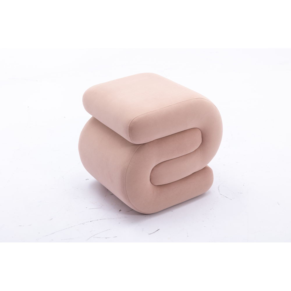 S-Shape Velvet Ottoman, Vanity Stool Upholstered Footrest Ottoman Stool Dressing Chair Makeup Rest Stool Chair for Makeup, Living Room, Bedroom