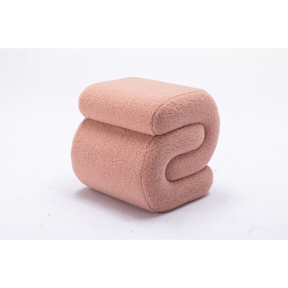 S-Shape Velvet Ottoman, Vanity Stool Upholstered Footrest Ottoman Stool Dressing Chair Makeup Rest Stool Chair for Makeup, Living Room, Bedroom