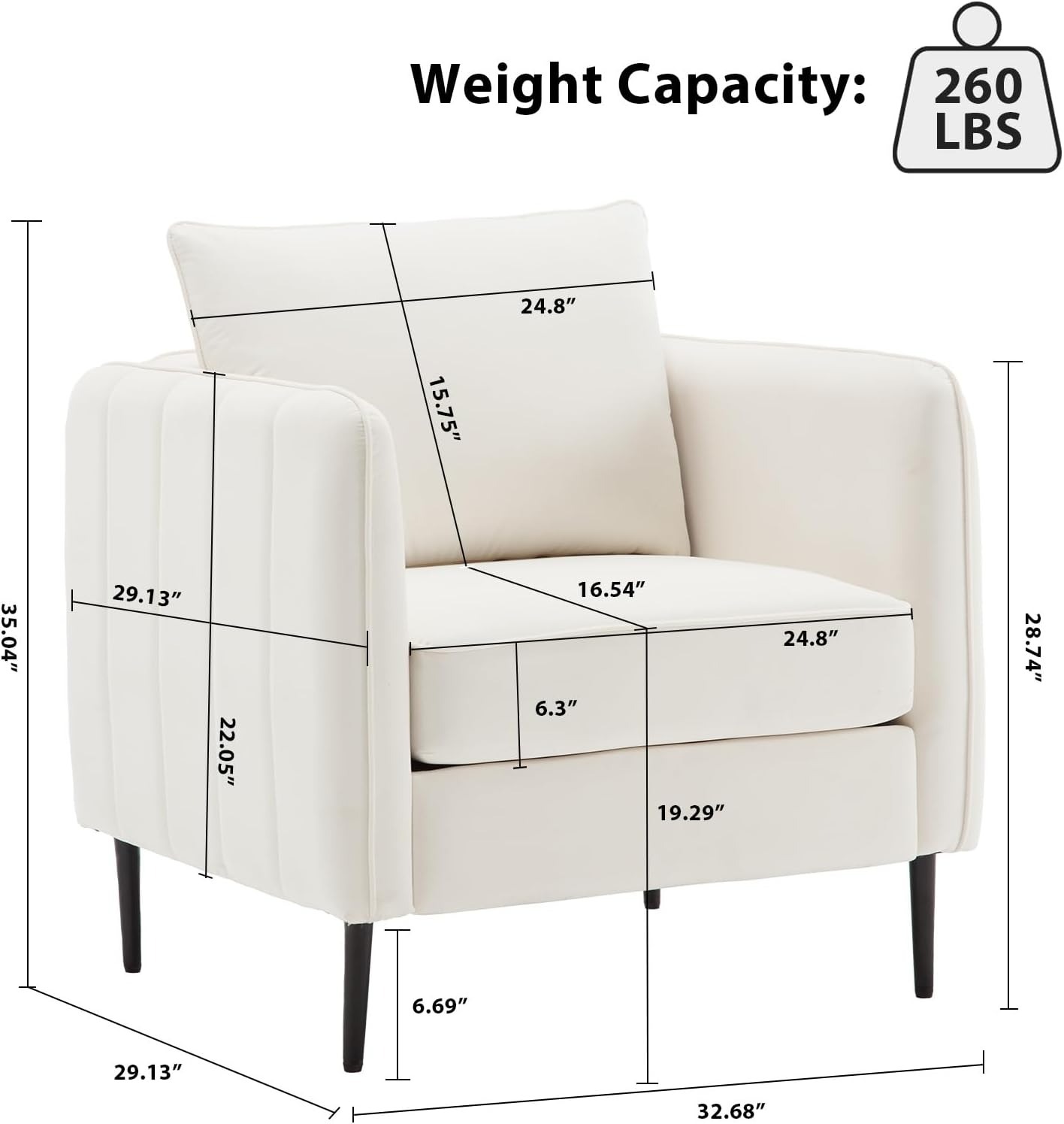 Modern Velvet Accent Chair, Upholstered Single Sofa Chairs Armchair with Square Arm, Accent Chairs for Living Room, Bedroom, Apartment (2 PCS Velvet Chair