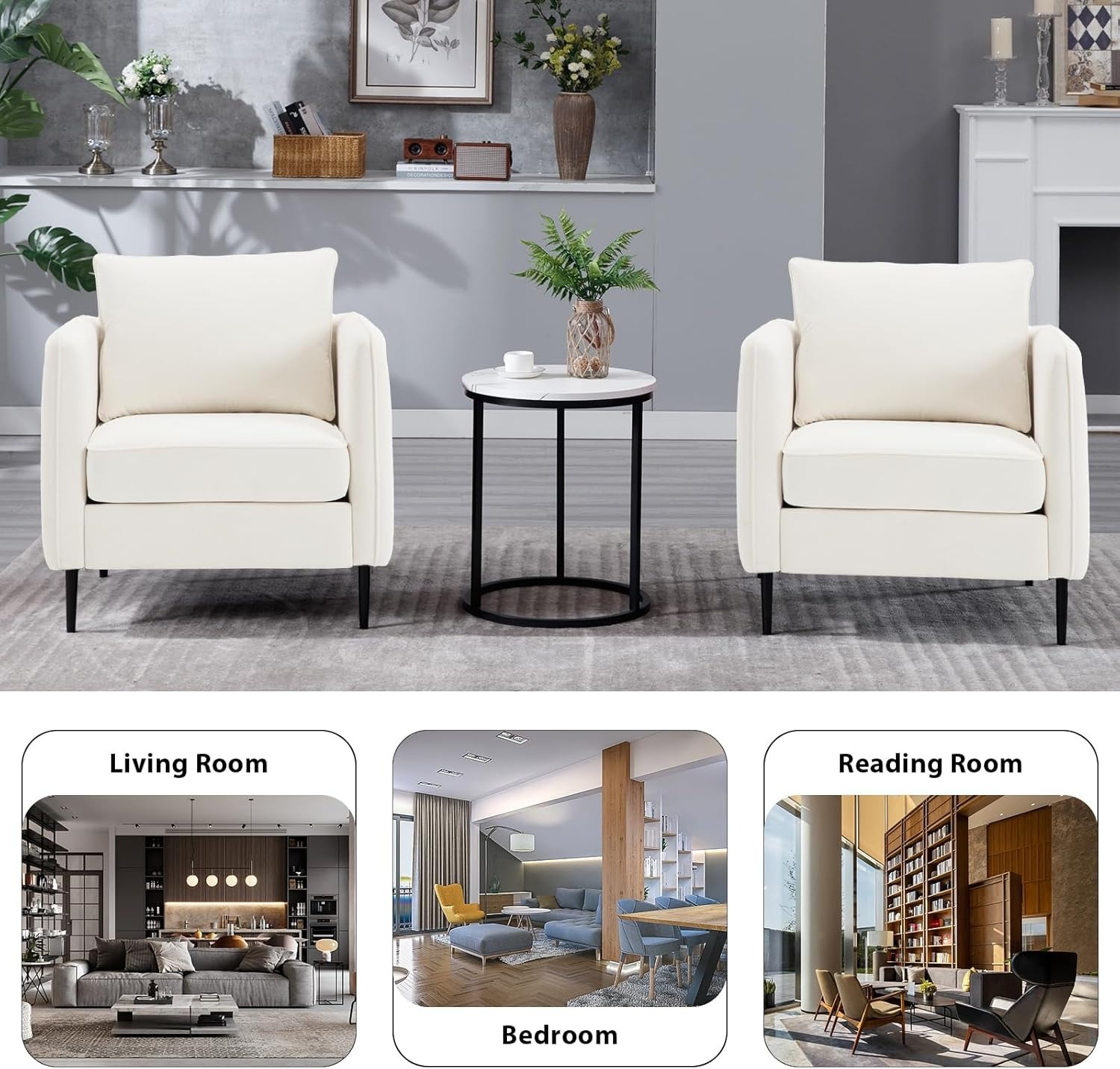 Modern Velvet Accent Chair, Upholstered Single Sofa Chairs Armchair with Square Arm, Accent Chairs for Living Room, Bedroom, Apartment (2 PCS Velvet Chair