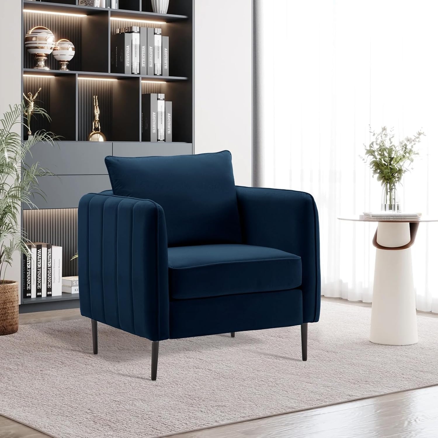 Modern Velvet Accent Chair, Upholstered Single Sofa Chairs Armchair with Square Arm, Accent Chairs for Living Room, Bedroom, Apartment (2 PCS Velvet Chair