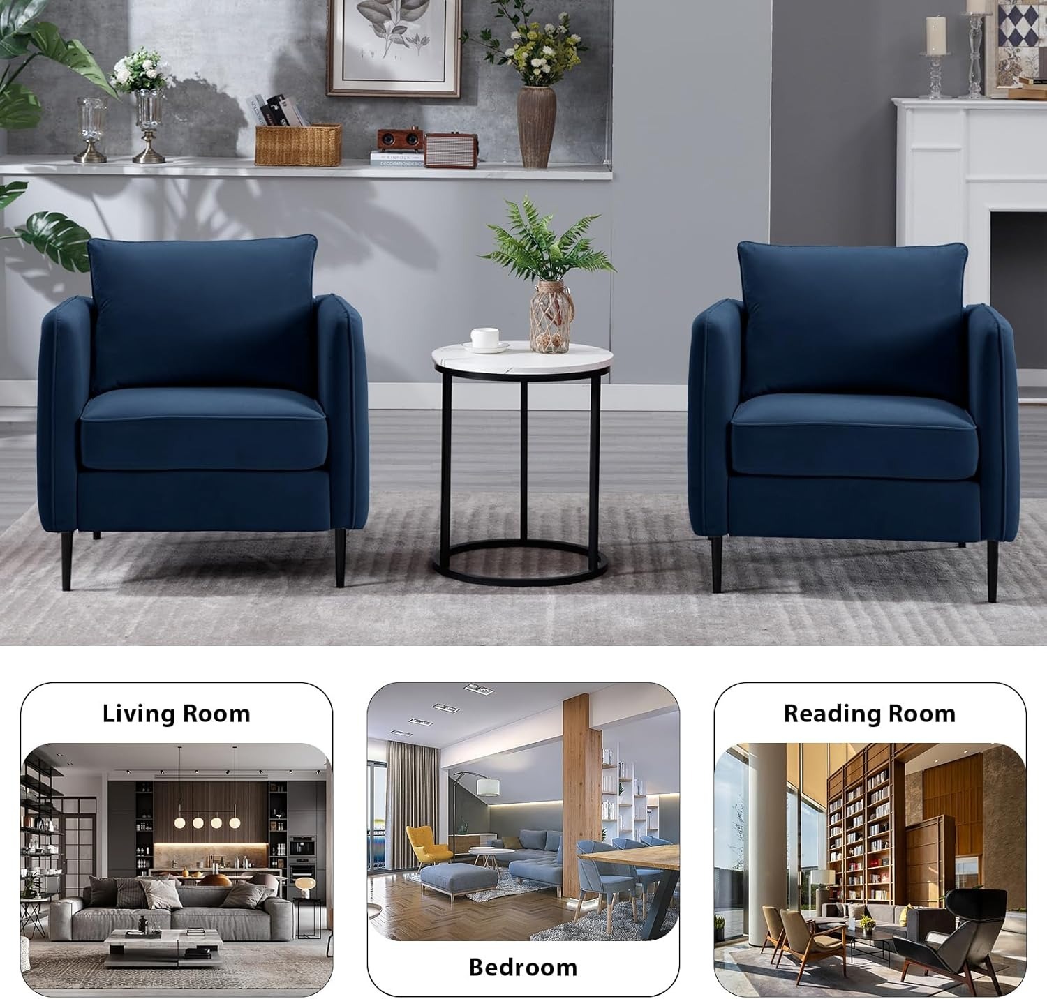 Modern Velvet Accent Chair, Upholstered Single Sofa Chairs Armchair with Square Arm, Accent Chairs for Living Room, Bedroom, Apartment (2 PCS Velvet Chair