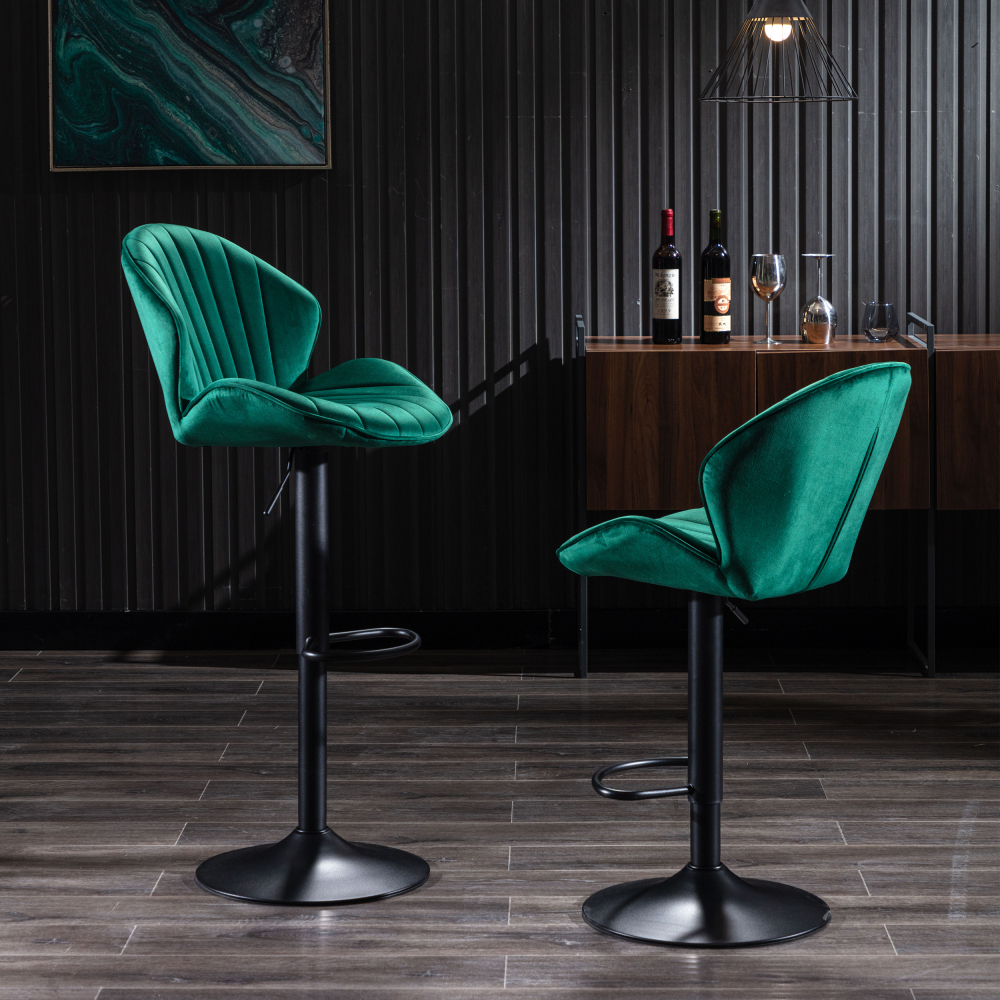 Bar Stools Set of 3, Modern Swivel Bar Chairs, Adjustable PU Leather Upholstered Barstools Counter Height with Square Open Back for Bar, Kitchen Island, Dining Room