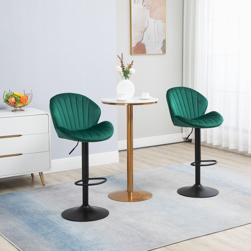 Bar Stools Set of 3, Modern Swivel Bar Chairs, Adjustable PU Leather Upholstered Barstools Counter Height with Square Open Back for Bar, Kitchen Island, Dining Room