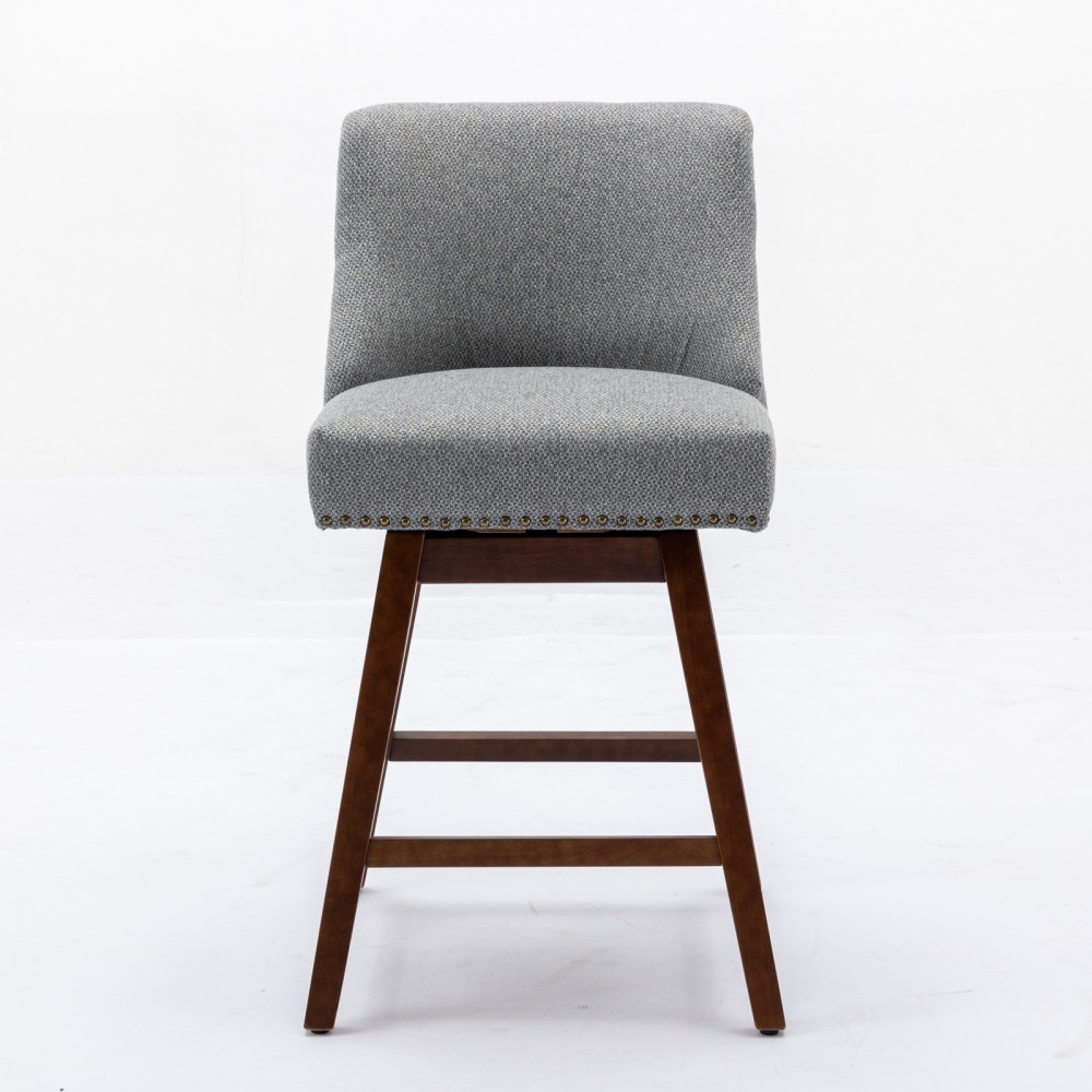 Counter Height Swivel Barstools, 26'' H Seat Height Upholstered Bar Stools Set of 2, Fabric