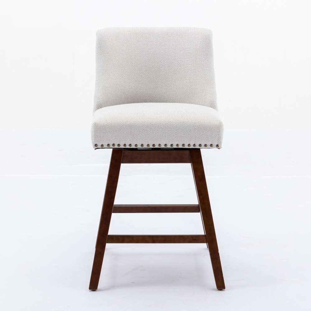 Counter Height Swivel Barstools, 26'' H Seat Height Upholstered Bar Stools Set of 2, Fabric