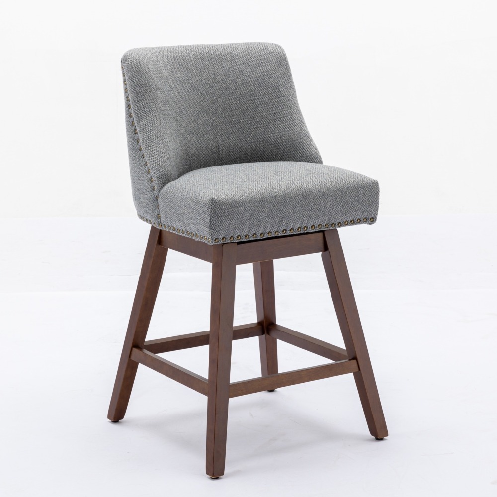 Counter Height Swivel Barstools, 26'' H Seat Height Upholstered Bar Stools Set of 2, Fabric