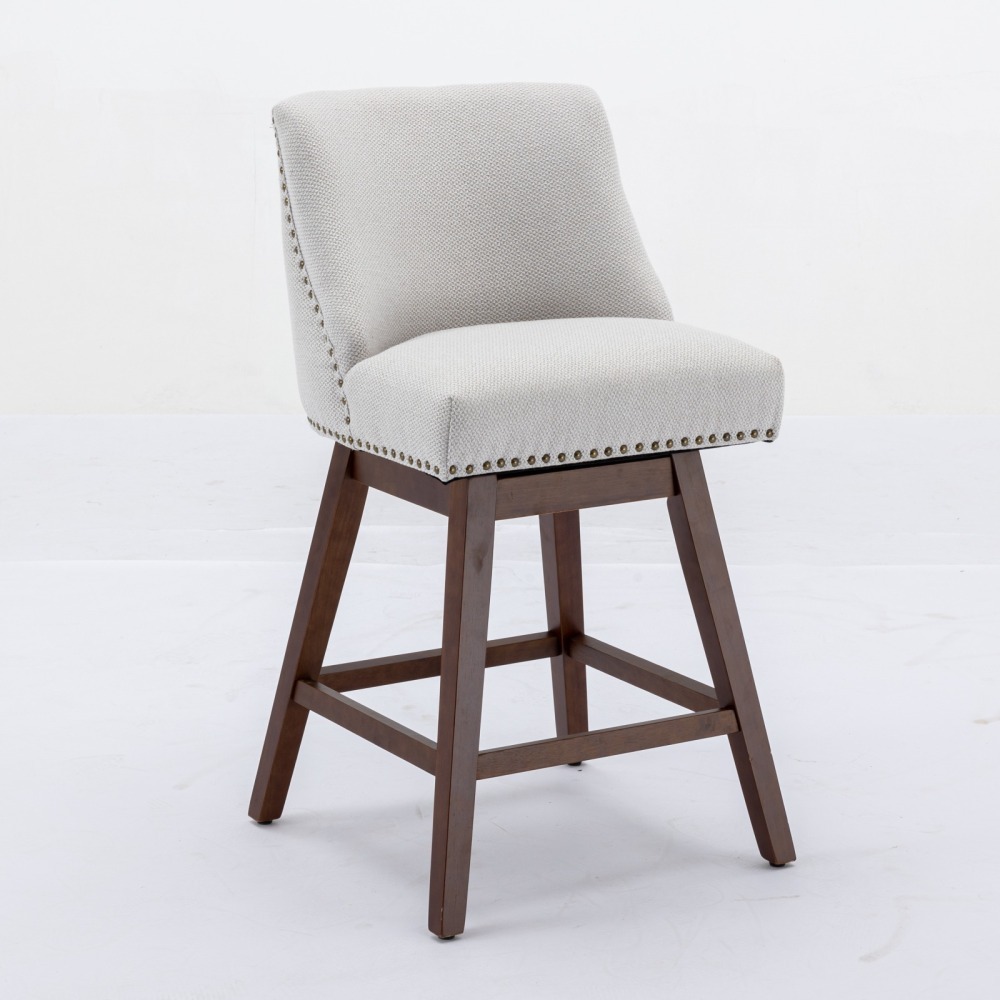 Counter Height Swivel Barstools, 26'' H Seat Height Upholstered Bar Stools Set of 2, Fabric