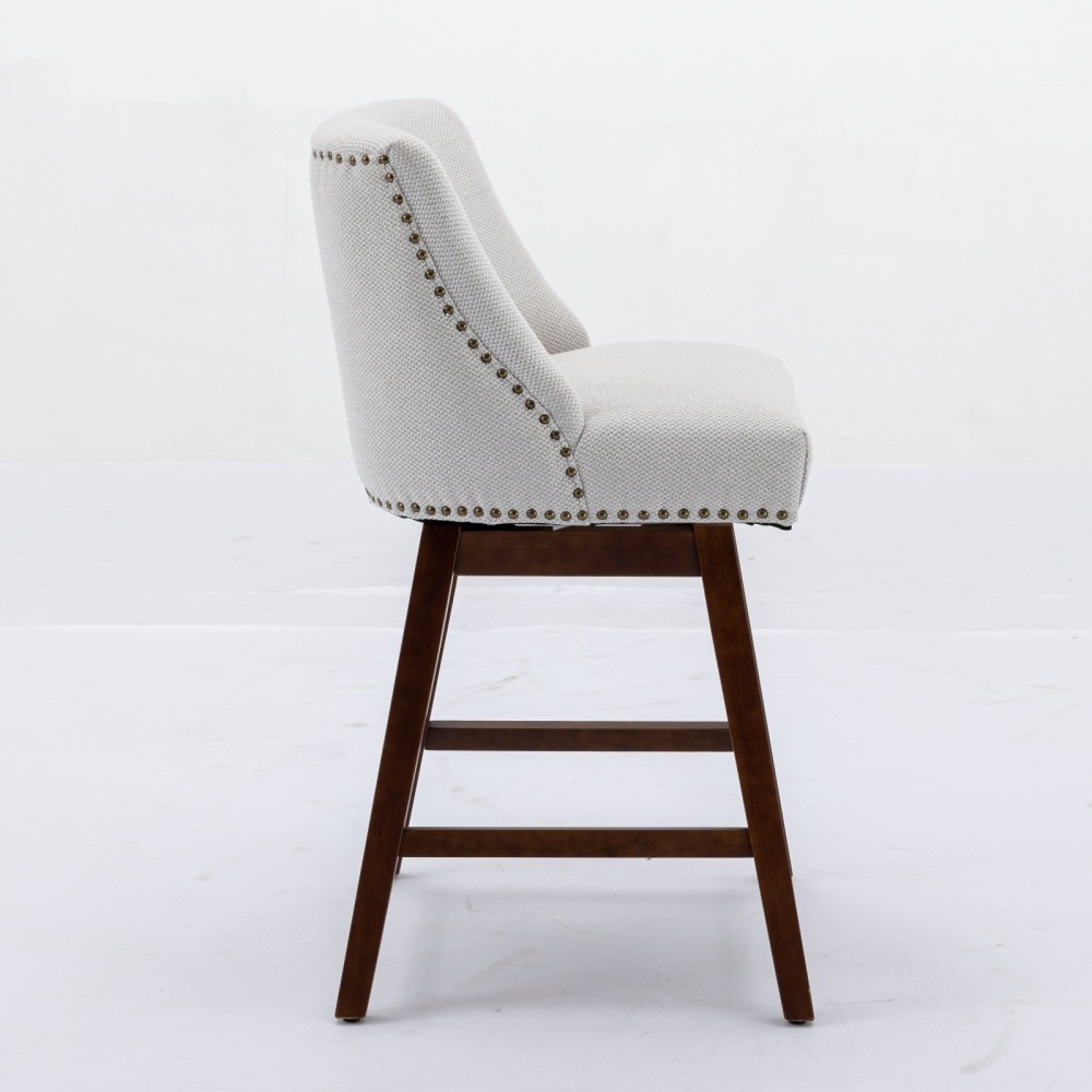 Counter Height Swivel Barstools, 26'' H Seat Height Upholstered Bar Stools Set of 2, Fabric