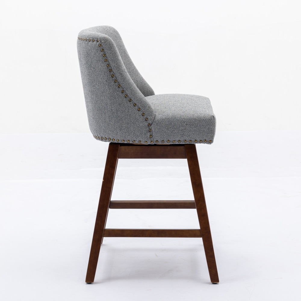 Counter Height Swivel Barstools, 26'' H Seat Height Upholstered Bar Stools Set of 2, Fabric