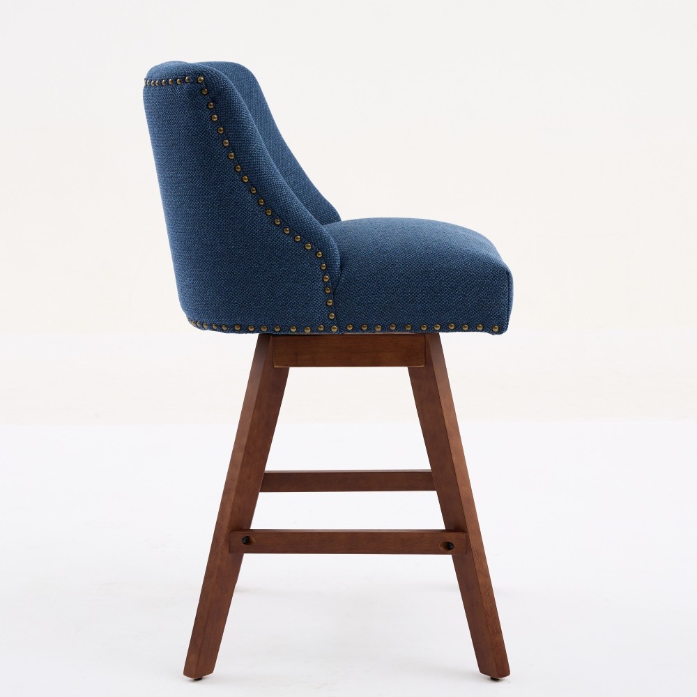 Counter Height Swivel Barstools, 26'' H Seat Height Upholstered Bar Stools Set of 2, Fabric dining room