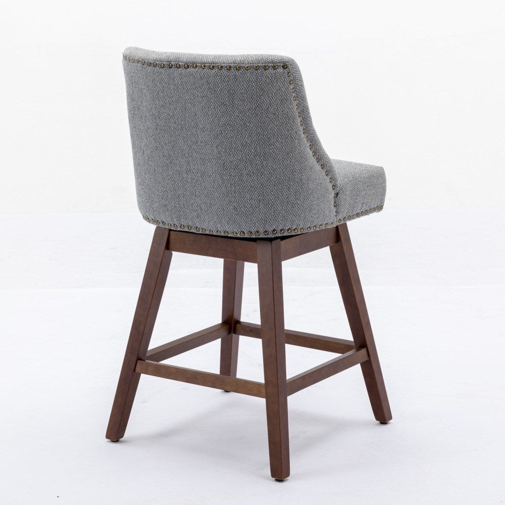 Counter Height Swivel Barstools, 26'' H Seat Height Upholstered Bar Stools Set of 2, Fabric