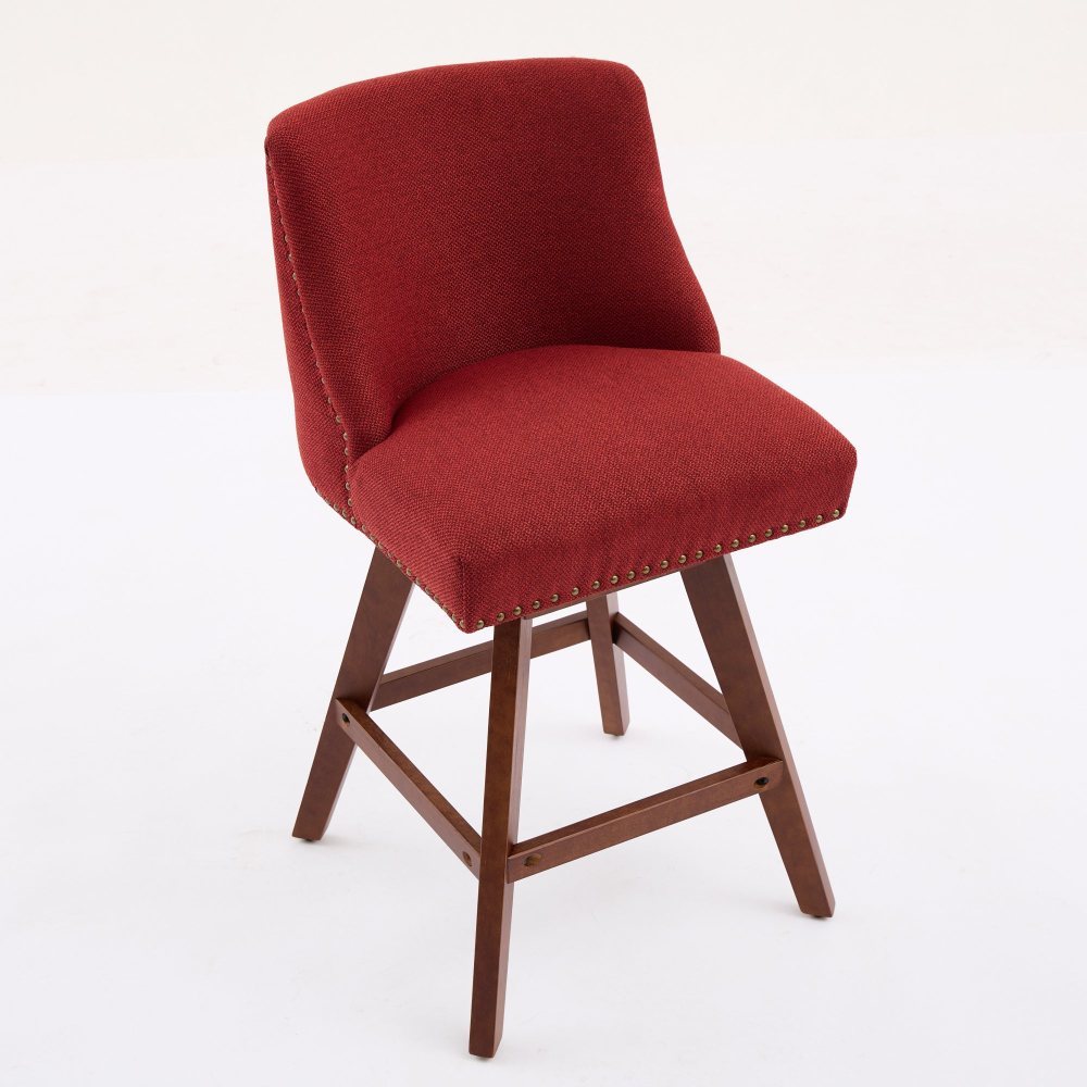 Counter Height Swivel Barstools, 26'' H Seat Height Upholstered Bar Stools Set of 2, Fabric dining room