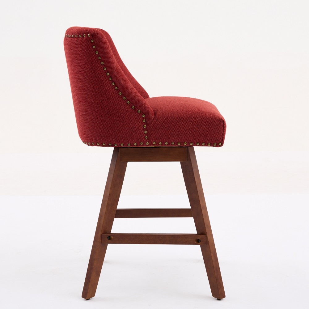 Counter Height Swivel Barstools, 26'' H Seat Height Upholstered Bar Stools Set of 2, Fabric dining room