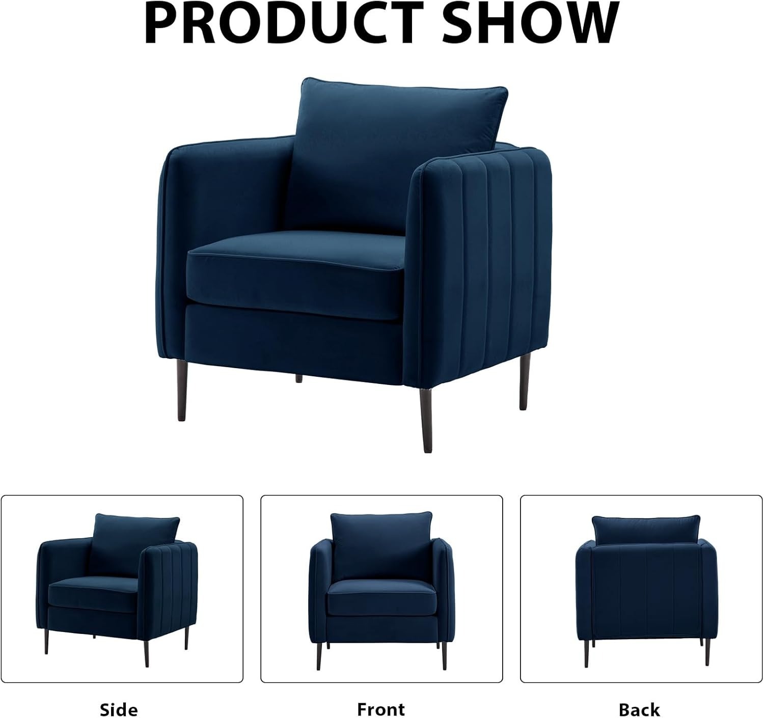 Modern Velvet Accent Chair, Upholstered Single Sofa Chairs Armchair with Square Arm, Accent Chairs for Living Room, Bedroom, Apartment (2 PCS Velvet Chair