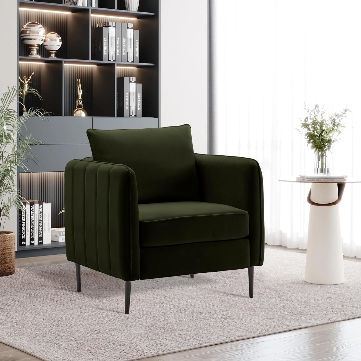Modern Velvet Accent Chair, Upholstered Single Sofa Chairs Armchair with Square Arm, Accent Chairs for Living Room, Bedroom, Apartment (2 PCS Velvet Chair