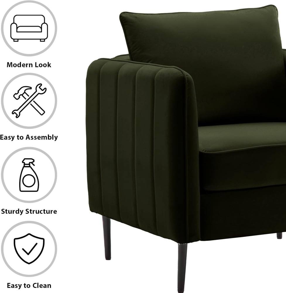 Modern Velvet Accent Chair, Upholstered Single Sofa Chairs Armchair with Square Arm, Accent Chairs for Living Room, Bedroom, Apartment (2 PCS Velvet Chair