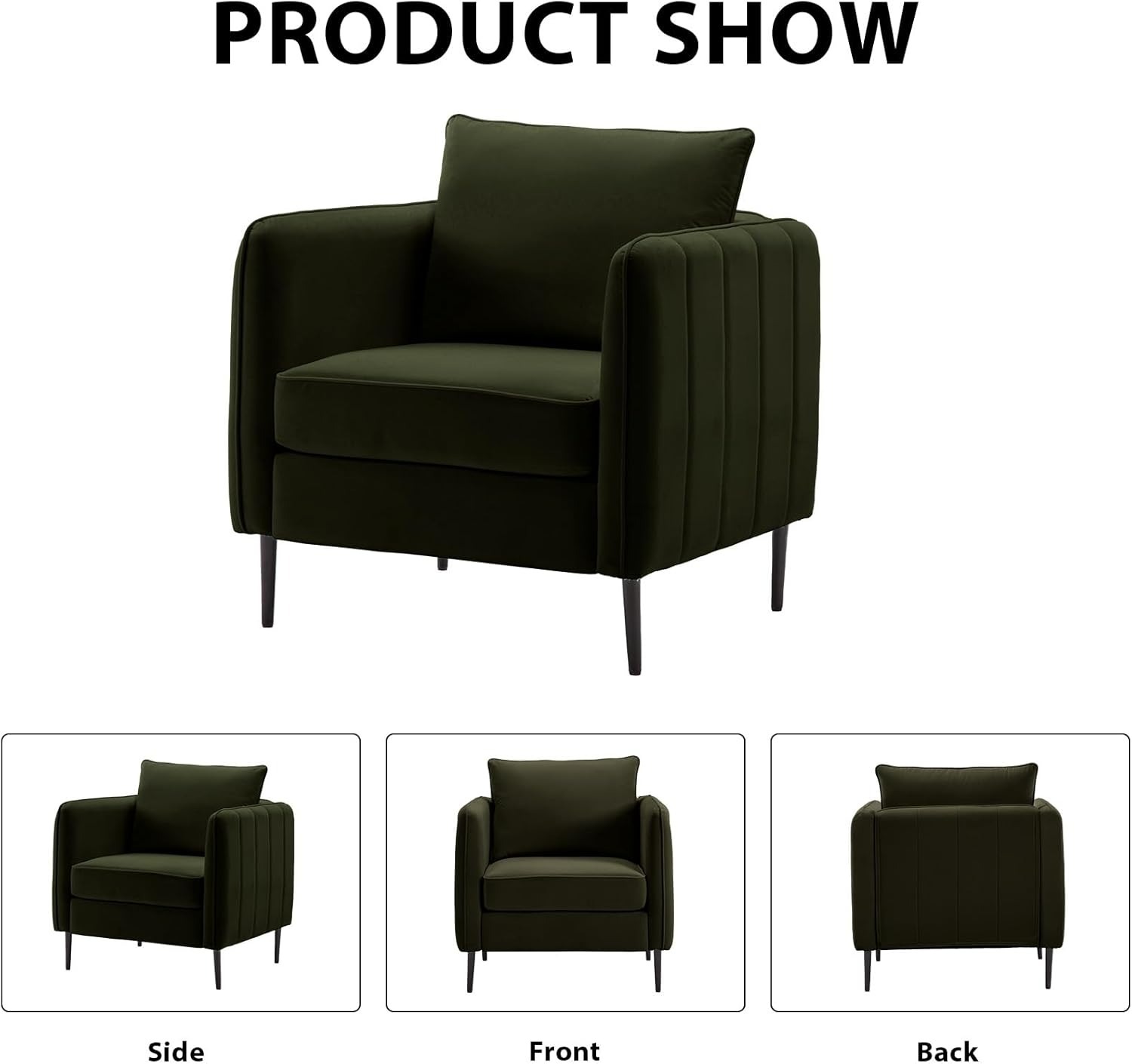 Modern Velvet Accent Chair, Upholstered Single Sofa Chairs Armchair with Square Arm, Accent Chairs for Living Room, Bedroom, Apartment (2 PCS Velvet Chair
