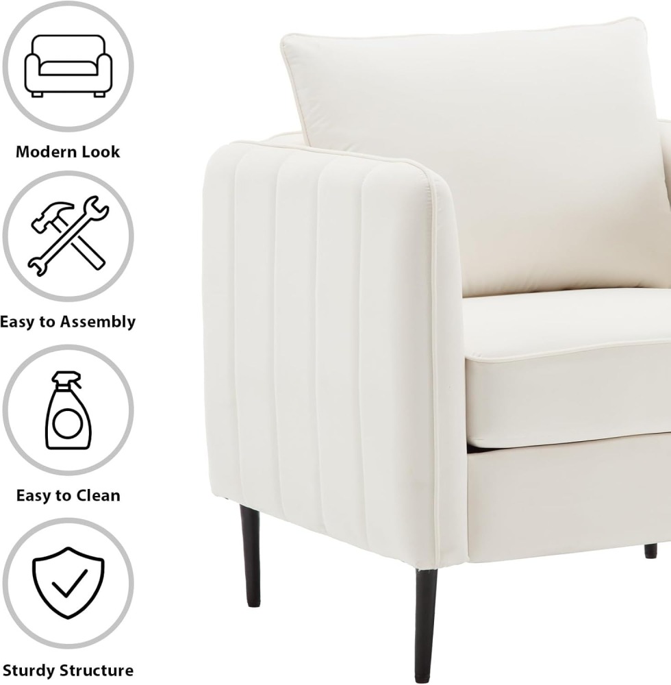 Modern Velvet Accent Chair, Upholstered Single Sofa Chairs Armchair with Square Arm, Accent Chairs for Living Room, Bedroom, Apartment (2 PCS Velvet Chair