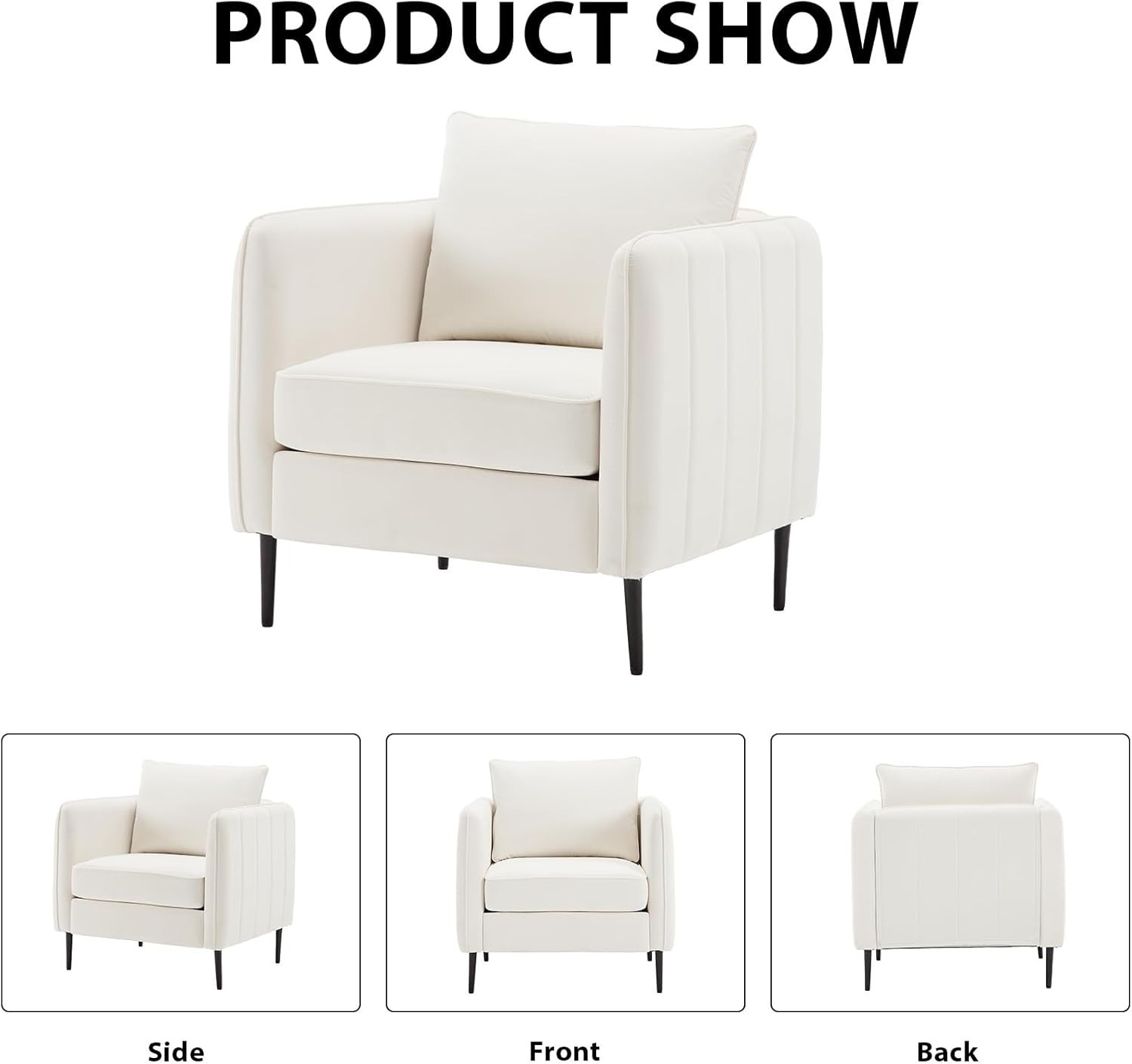 Modern Velvet Accent Chair, Upholstered Single Sofa Chairs Armchair with Square Arm, Accent Chairs for Living Room, Bedroom, Apartment (2 PCS Velvet Chair