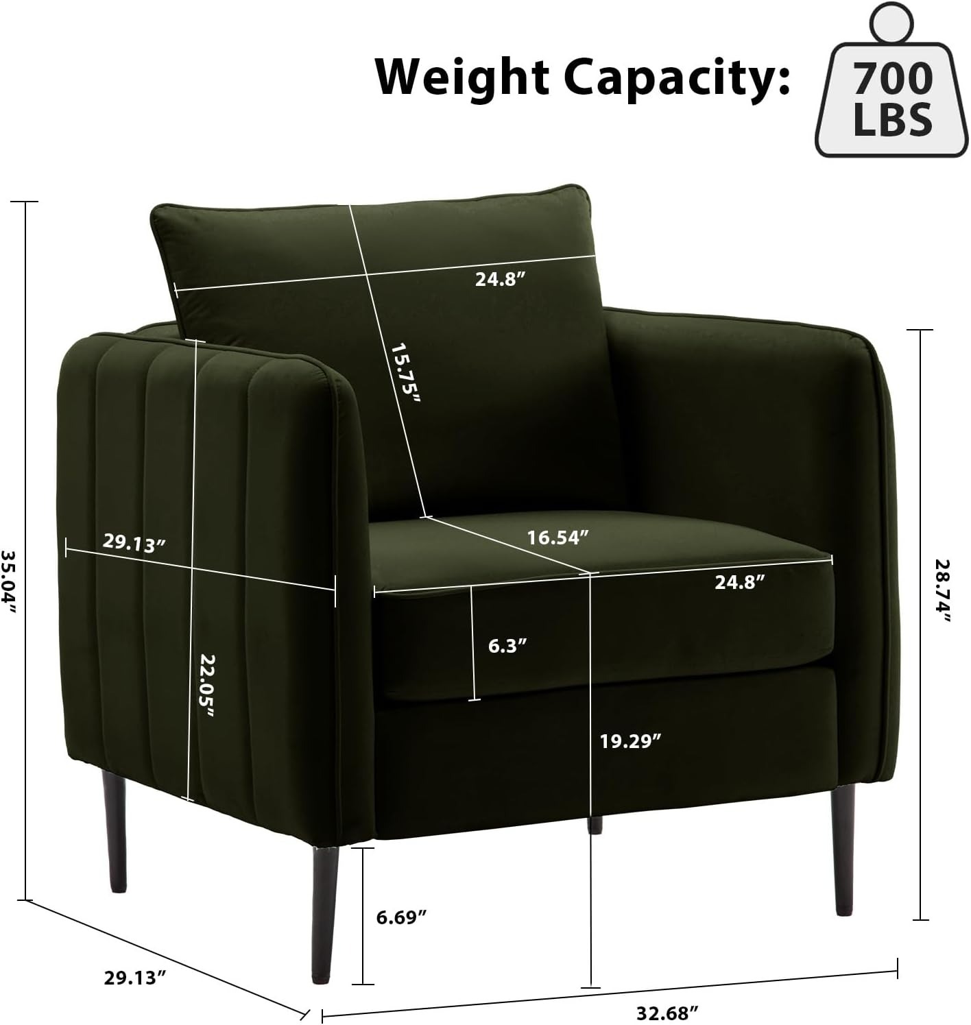 Modern Velvet Accent Chair, Upholstered Single Sofa Chairs Armchair with Square Arm, Accent Chairs for Living Room, Bedroom, Apartment (2 PCS Velvet Chair