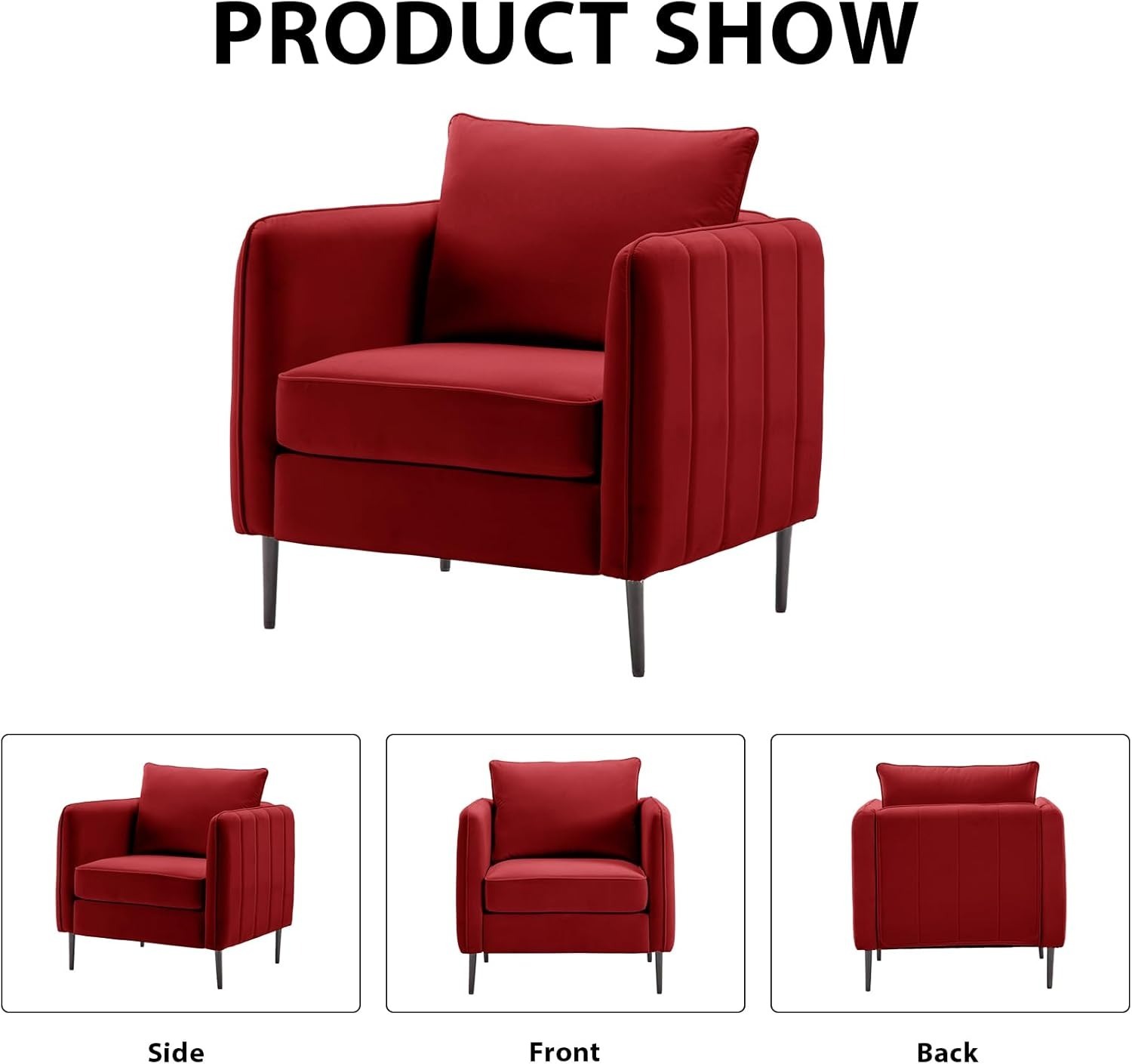 Modern Velvet Accent Chair, Upholstered Single Sofa Chairs Armchair with Square Arm, Accent Chairs for Living Room, Bedroom, Apartment (2 PCS Velvet Chair