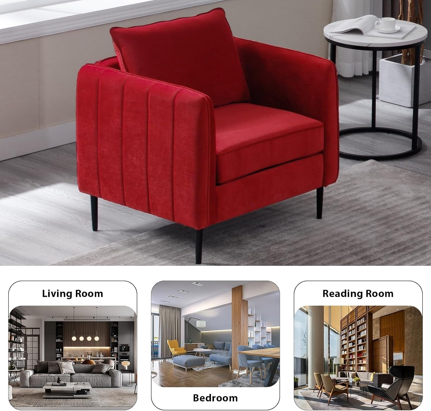 Modern Velvet Accent Chair, Upholstered Single Sofa Chairs Armchair with Square Arm, Accent Chairs for Living Room, Bedroom, Apartment (2 PCS Velvet Chair