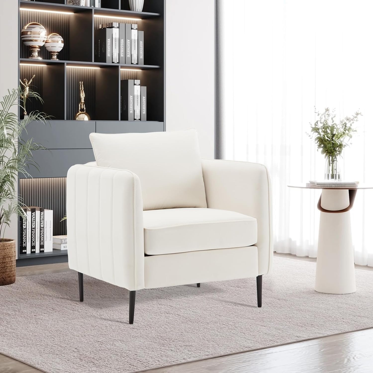 Modern Velvet Accent Chair, Upholstered Single Sofa Chairs Armchair with Square Arm, Accent Chairs for Living Room, Bedroom, Apartment (2 PCS Velvet Chair
