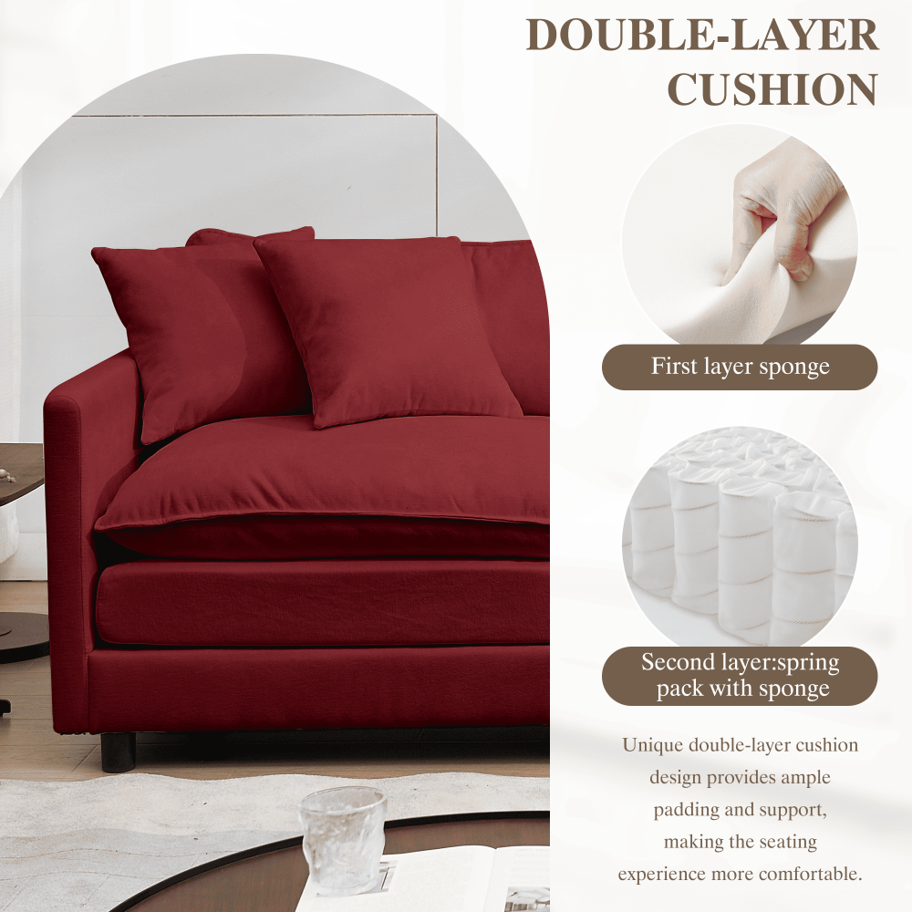 【Summer Exclusive Offer】 Comfy Cloud Modular Sectional Chenille Sofa, L Shaped Deep Seat 3-Seater Modern Living Room Couch with Movable Ottoman & DIY Combination