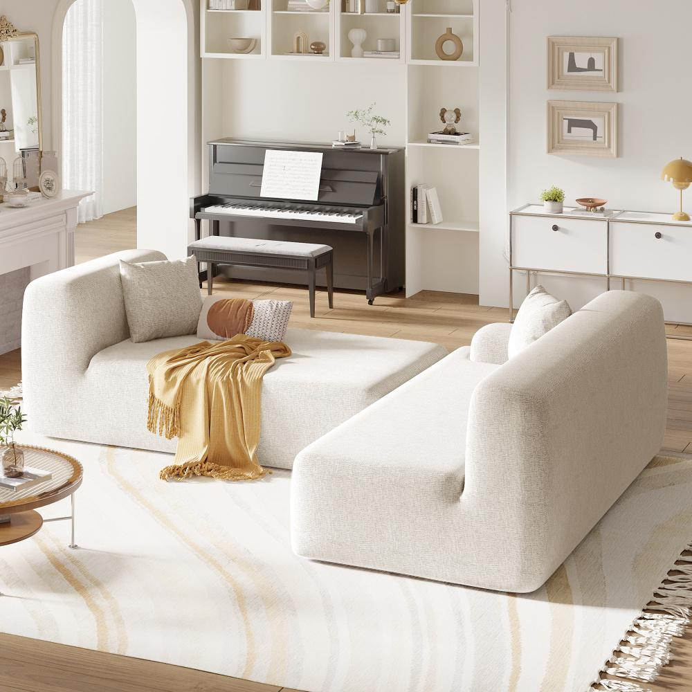 U_Style Modern L-Shape Modular Sectional Sofa – 2-Piece Free Combination, Spacious Living Room/Bedroom/Salon Furniture with Sleek Minimalist Design