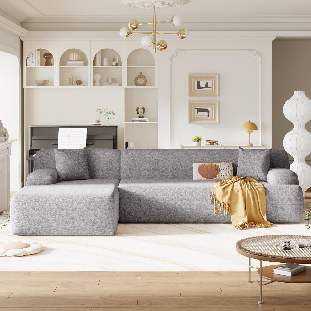 U_Style Modern L-Shape Modular Sectional Sofa – 2-Piece Free Combination, Spacious Living Room/Bedroom/Salon Furniture with Sleek Minimalist Design