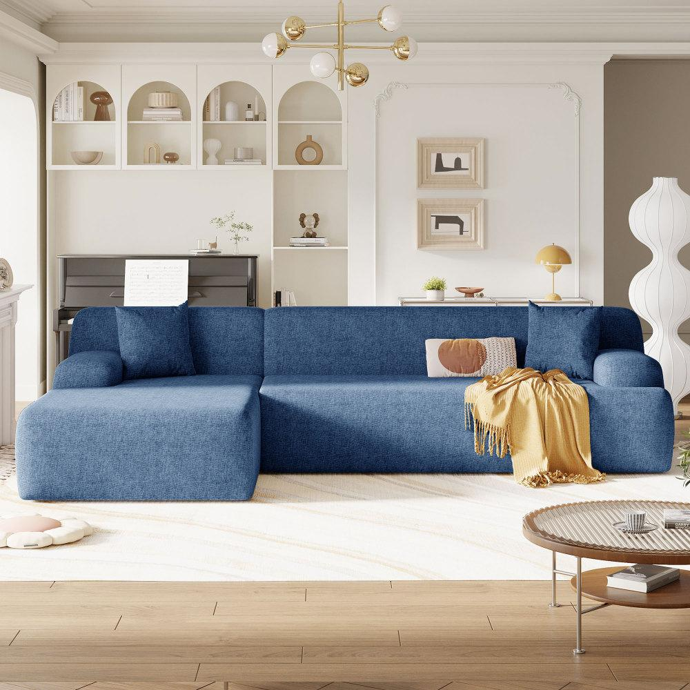 U_Style Modern L-Shape Modular Sectional Sofa – 2-Piece Free Combination, Spacious Living Room/Bedroom/Salon Furniture with Sleek Minimalist Design