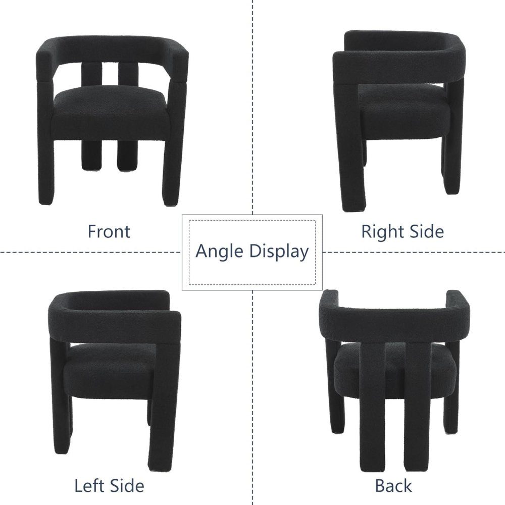 SZLIZCCC Modern Dining Chair Set of 2 / Living Room Chairs, Fabric Armchair, Upholstered Barrel Chair for Living Room Kitchen Office (Black, Set of 2)