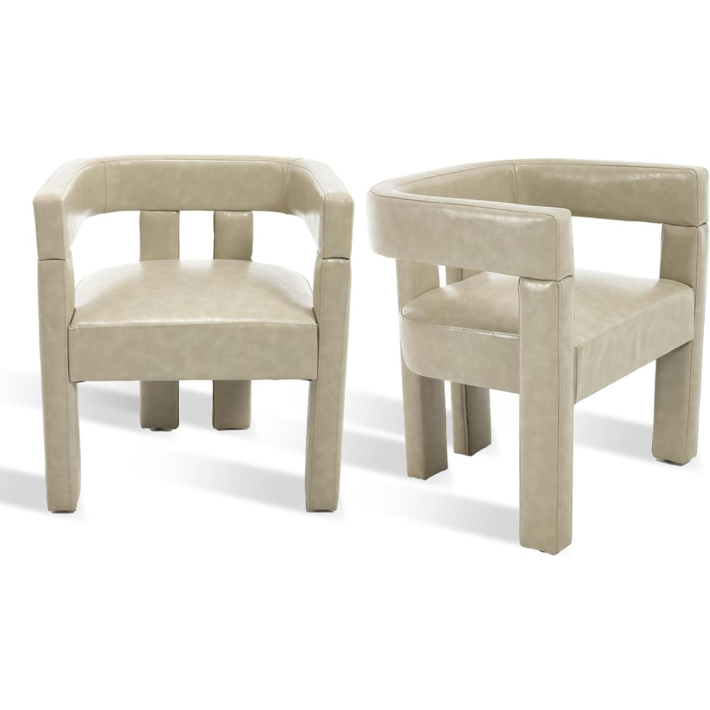 SZLIZCCC Modern Dining Chair Set of 2 / Living Room Chairs, Fabric Armchair, Upholstered Barrel Chair for Living Room Kitchen Office (Black, Set of 2)