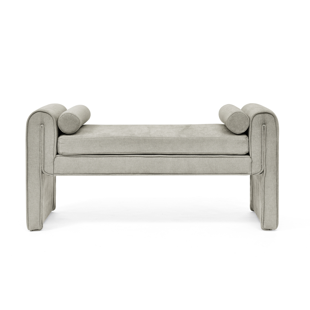 Mid-Century Modern Ottoman Bench with Linen Fabric - Premium Storage Bench for Bedroom Living Room Entryway Dining Room  Contemporary Accent Furniture​