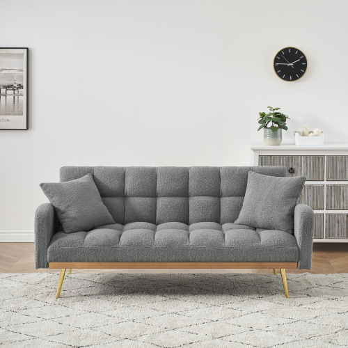 69 ''Convertible Loveseat Sleeper Sofa Bed,Comfy Loveseat Recliner Chair,Adjustable Sleeper Couch with Plush Teddy Fabric with Golden  Legs for Small Spaces, Living Room & Bedroom