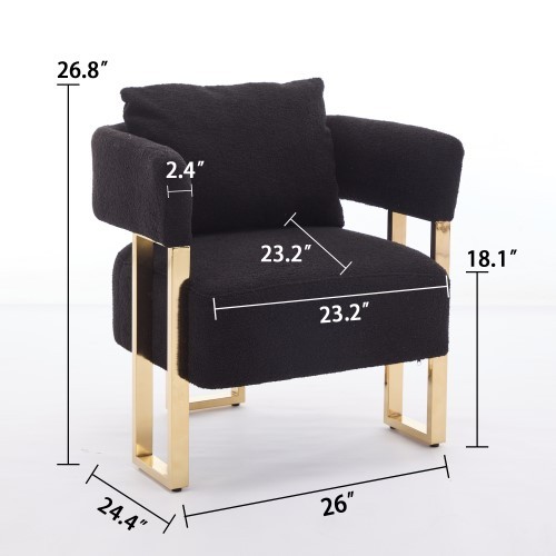 Modern Upholstered Chair Set of 2 Decorative Chair, Armchair Living Room Side Chair , Accent Chair Deep Seat Sofa Chair with Curved Backrest Golden Legs for Dressing Area, Reception Room, Office