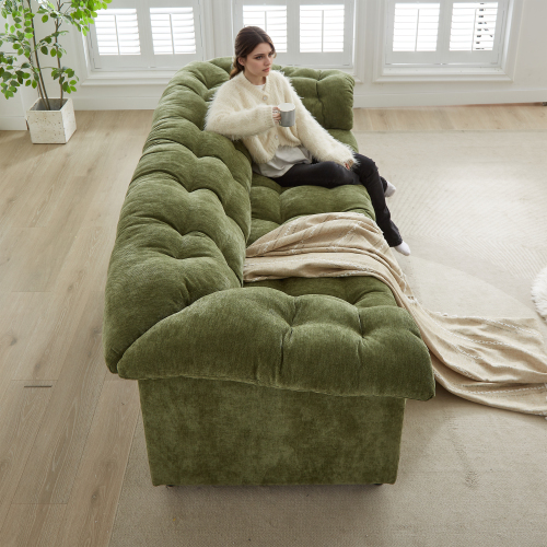 94.8"  Retro Couch Comfort Deep Seat Sofa, 3-Seater Sofa Upholstered Cloud Couch Fluffy Cloud Sofa ,Chenille Sofa Suitable for Living Rooms,Offices Apartments