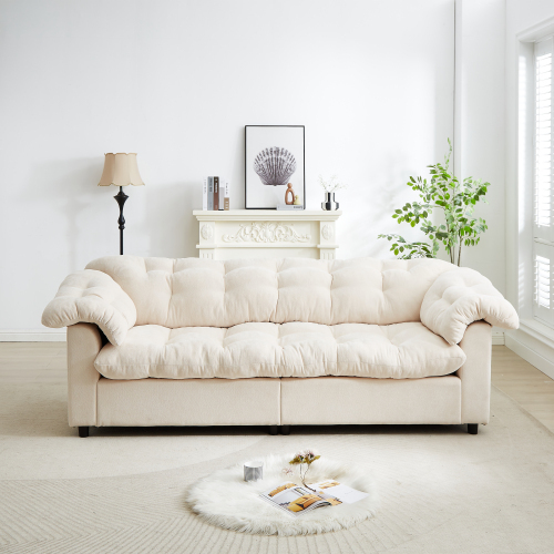 94.8"  Retro Couch Comfort Deep Seat Sofa, 3-Seater Sofa Upholstered Cloud Couch Fluffy Cloud Sofa ,Chenille Sofa Suitable for Living Rooms,Offices Apartments