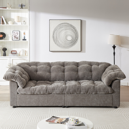 94.8"  Retro Couch Comfort Deep Seat Sofa, 3-Seater Sofa Upholstered Cloud Couch Fluffy Cloud Sofa ,Chenille Sofa Suitable for Living Rooms,Offices Apartments