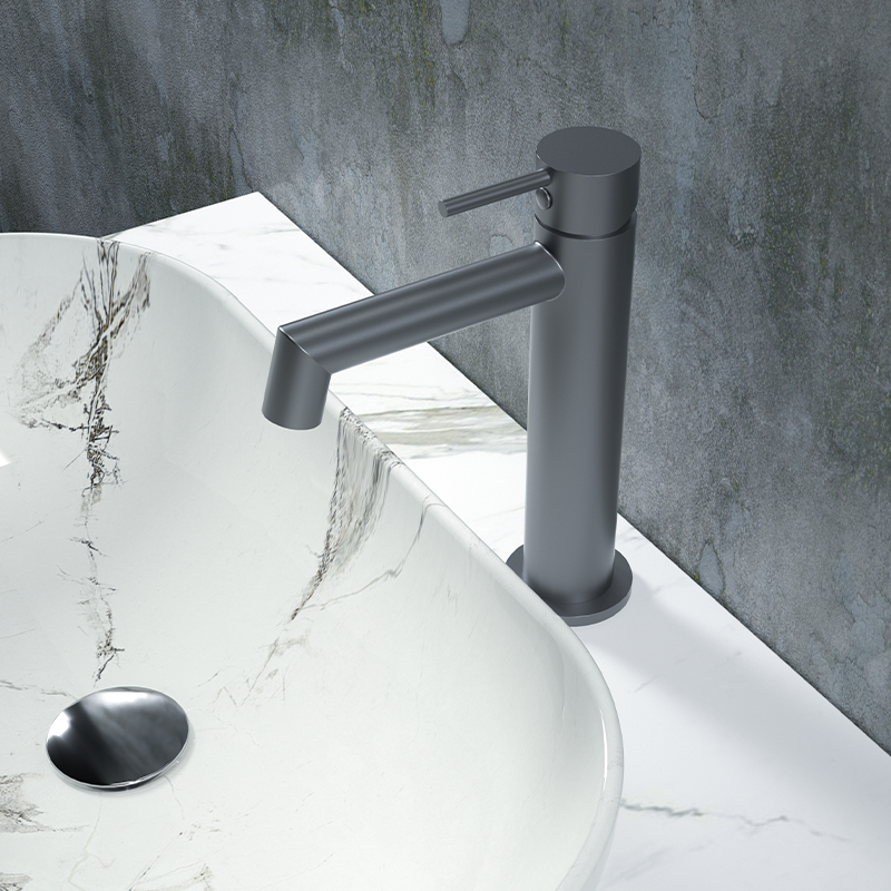 Luxury Water Tap Single Lever Handle Cooper Round Basin Mixer Faucet for Bathroom Hotel Villa