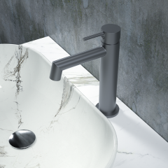 Luxury Water Tap Single Lever Handle Cooper Round Basin Mixer Faucet for Bathroom Hotel Villa