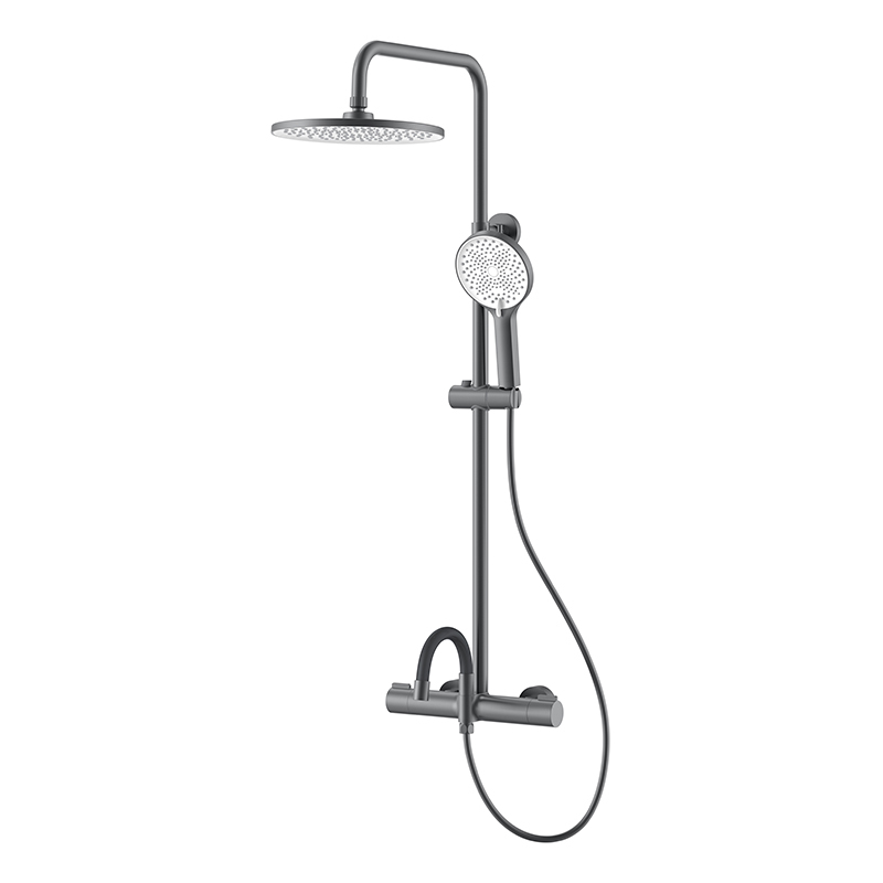 Chrome exposed shower set with handheld shower wall mount shower column