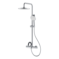 Chrome exposed shower set with handheld shower wall mount shower column