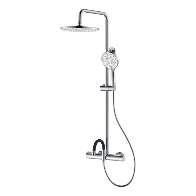 Chrome exposed shower set with handheld shower wall mount shower column