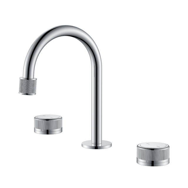 Newly Deck Mount Brass 3 Holes Bathroom WashBasin Faucet Mixers Dual Handle Basin Faucets