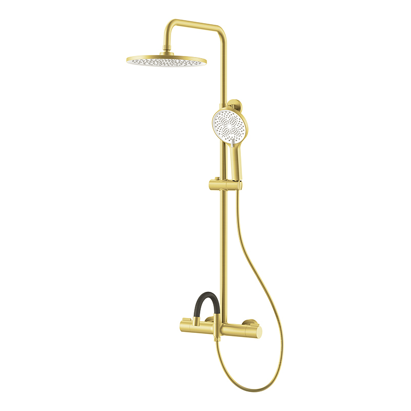 Chrome exposed shower set with handheld shower wall mount shower column